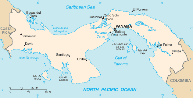 Panama Location Orthographic Map